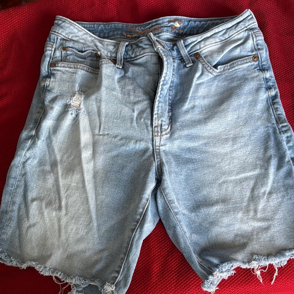 Seven 7 Light Blue Distressed Denim Shorts